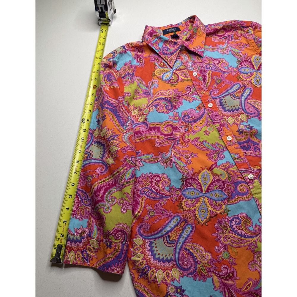 Chaps Ralph Lauren Pink Paisley Floral Button Up Top Size XL - Picture 4 of 7